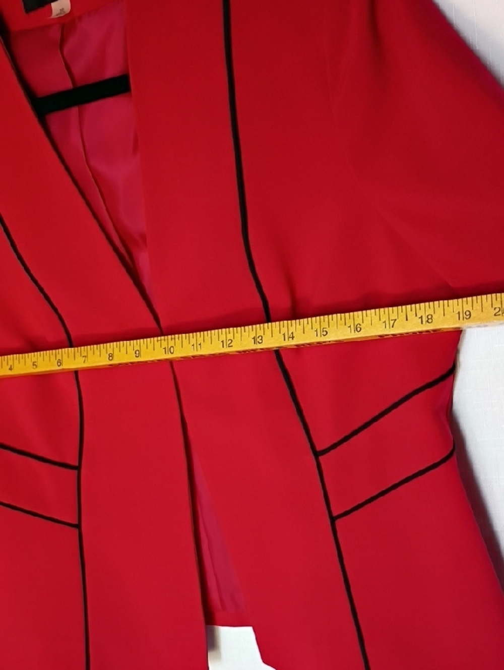 Evan Picone Women's Red Open-Front Blazer with Black Piping Size 10 - Picture 7 of 9
